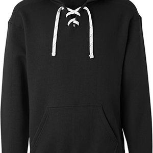 J America Black Hoodie Hockey Lace Front Sweater Sweatshirt Size S